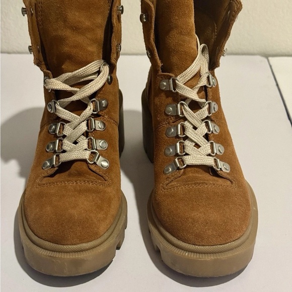 Dolce Vita Rubi Lug Sole Hiker Boots Brown Suede Snakeskin Trim Womens 7 - Picture 4 of 8